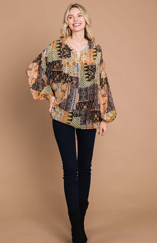 Boho Blouse Orange Combo