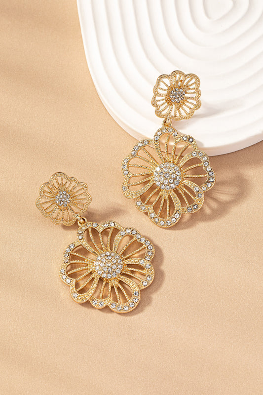 Gold Flower Drop Earrings