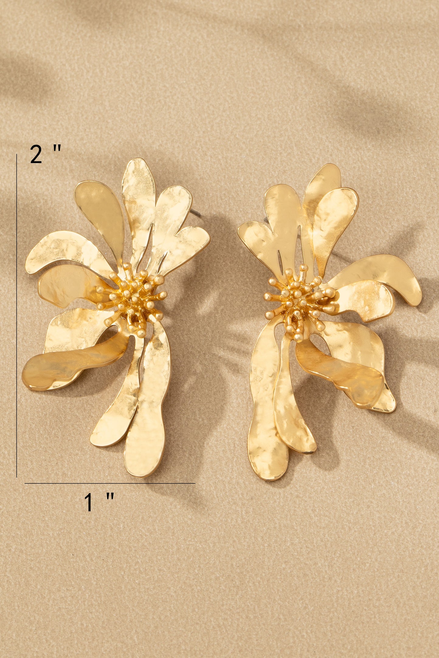 Gold 3D Flower Earrings