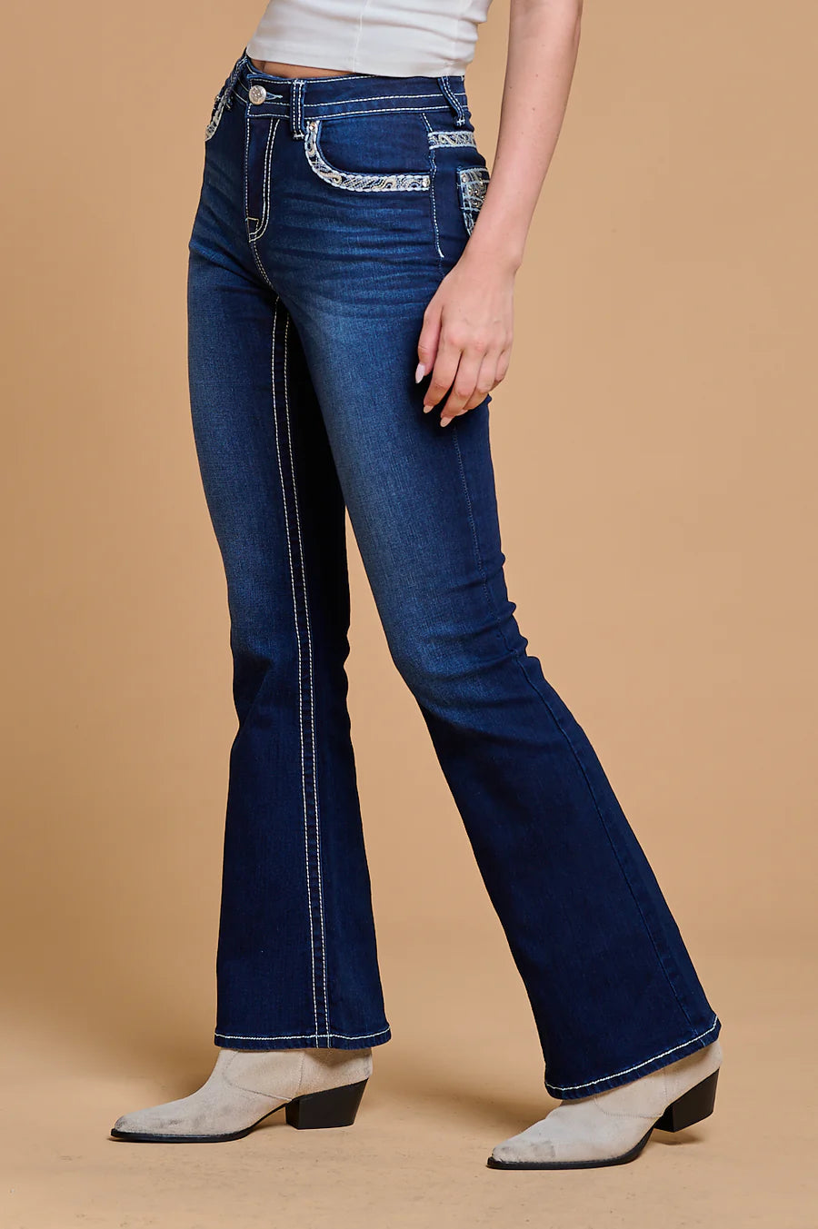 Embroidered fashion jeans flare